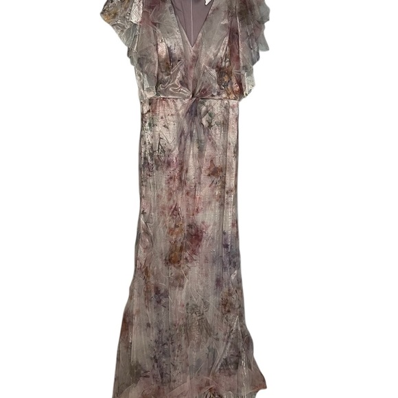 Rene Ruiz‎ Abstract Metallic Ruffle Gown In Pink - Picture 9 of 9